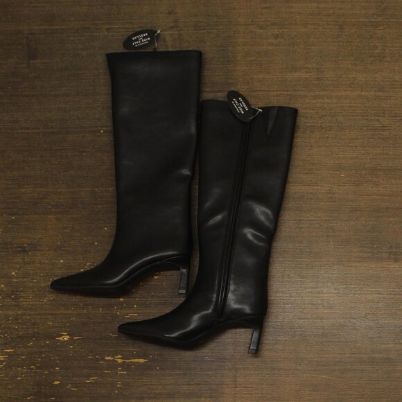 NWT On 34th Womens Rachelle Stovepipe Boots 10019723900 Black Smooth 5M - Picture 6 of 13